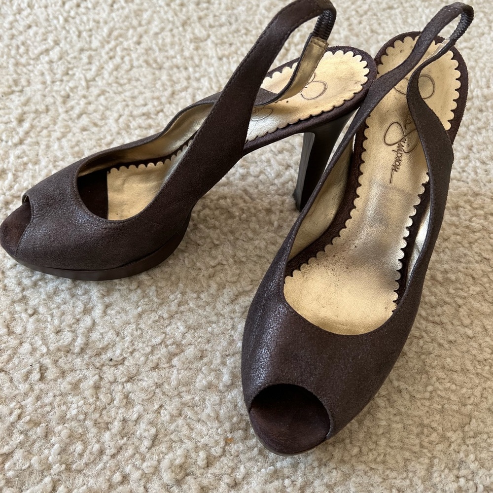 Jessica Simpson brown with slight shimmer heels